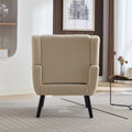 Modern Soft Teddy Material Ergonomics Accent Chair Living Room Chair Bedroom Chair Home Chair With Black Legs For Indoor Home White Teddy Fabric White Foam Upholstered