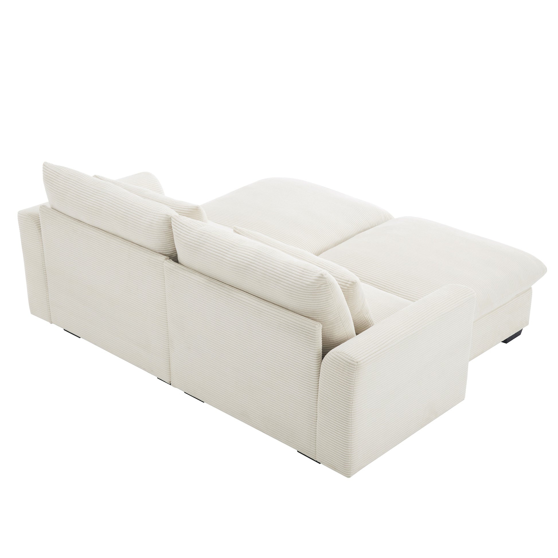 Corduroy Two Seater Sofa With 2 Storage Footrest, 2 Seater Sectional Deep Seat Sofa,Comfy Couches For Living Room ,Beige Sofa Beige Corduroy 2 Seat
