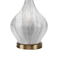 Table Lamp With Gourd Shaped Ceramic Body, White And Brass White Ceramic