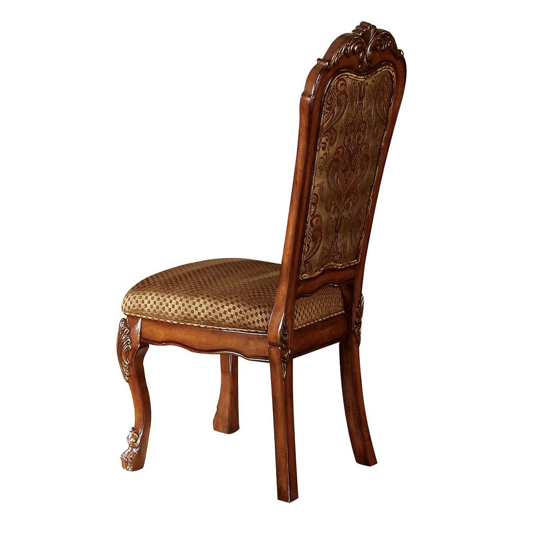 Beige And Cherry Oak Padded Side Chair Set Of 2 Solid Cherry Dining Room Arm Chair Solid Back Set Of 2 Wood Fabric