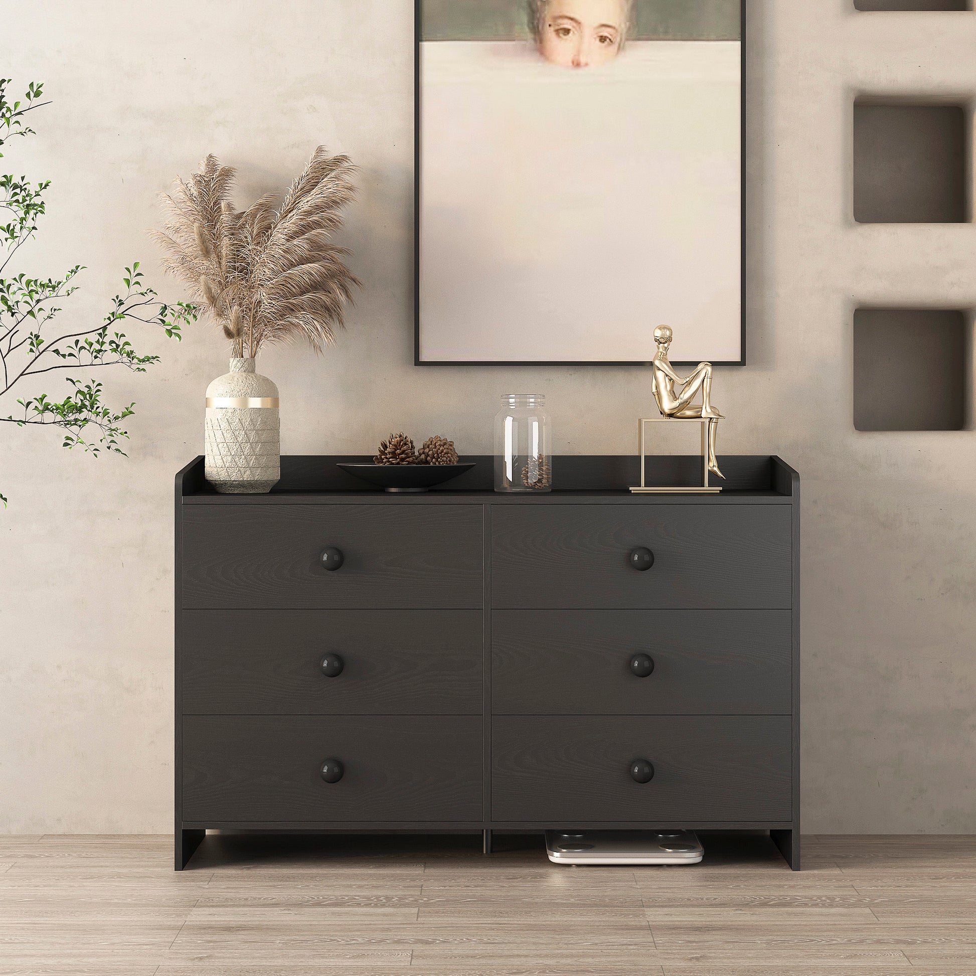 Chest Of Drawers Black Dresser6 Drawer Chest With Wide Storage, Modern Chest Of Drawers Black Dresser6 Drawer Chest With Wide Storage, Modern