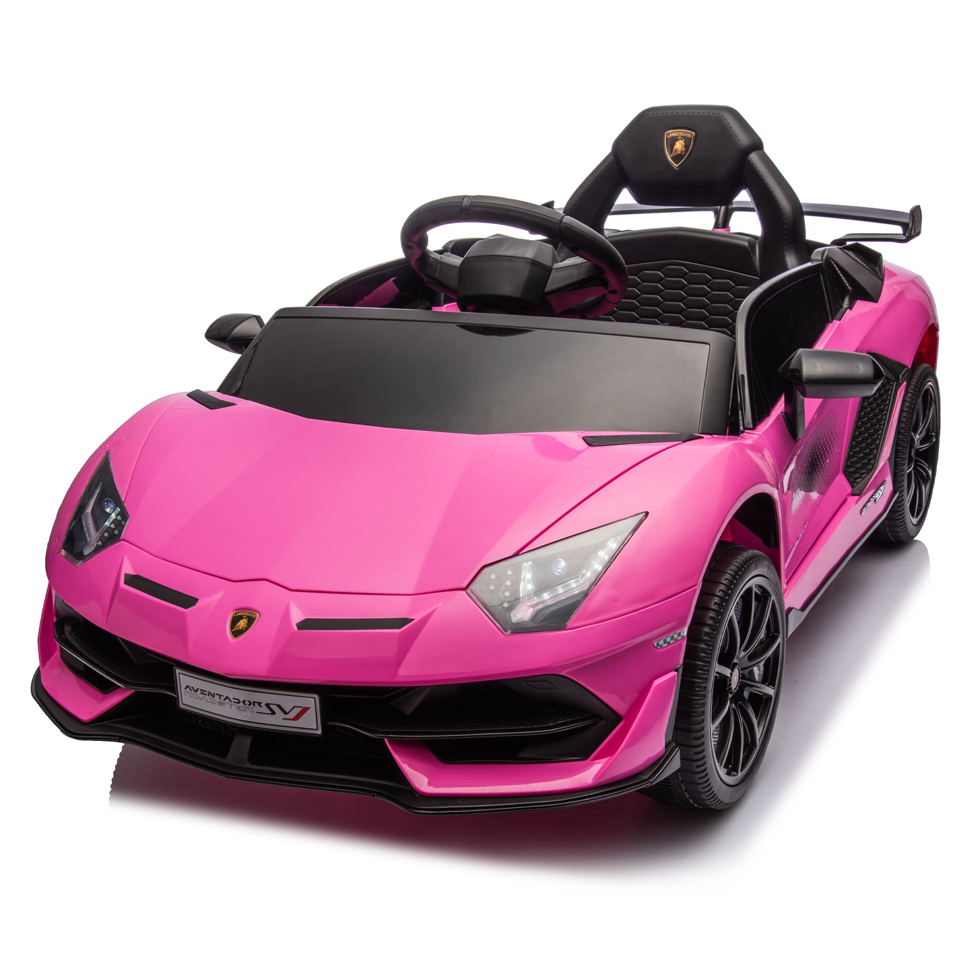 12V Kids Ride On Car W Parents Remote Control,Licensed Lamborghini Aventador Xago,Hydraulic Pressure Door,Slow Start,Early Education,Bluetooth,Adjustable Volume,Mp3,Usb,Led Lights For Kids Aged 2 4. Pink 50 99 Lbs Polypropylene