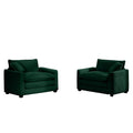 Luxurious And Sophisticated Deep Seated Sofa Set With Two Single Chairs In Green Corduroy Fabric, Suitable For Bedroom And Office Green Corduroy 2 Seat