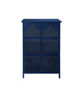 2 Doors Metal Storage Cabinet,Display Cabinet With Glass Doors,Metal Kitchen Sideboard Buffet Cabinet,Glass Storage Cabinet For Dining Room,Living Room,Bedroom Dark Blue Modern Iron