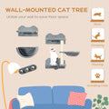 Pawhut Cat Wall Shelves, 4 Pcs Cat Wall Furniture Cat Climbing Shelf With Cat Hammock, 3 Steps, Perches, Scratching Post, For Sleeping, Playing, Gray Gray Particle Board