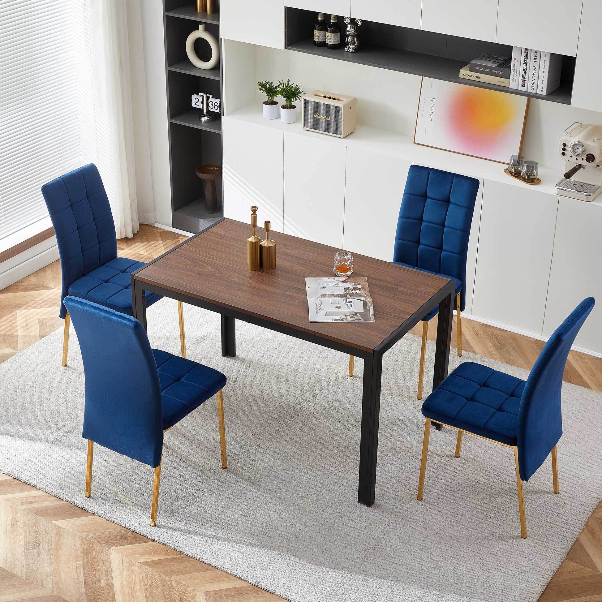 Blue Velvet High Back Nordic Dining Chair Modern