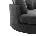 Orisfur. 360 Swivel Accent Barrel Chair With Storage Ottoman & 4 Pillows, Modern Chenille Leisure Chair Round Accent For Living Room, Gray Gray Foam Chenille