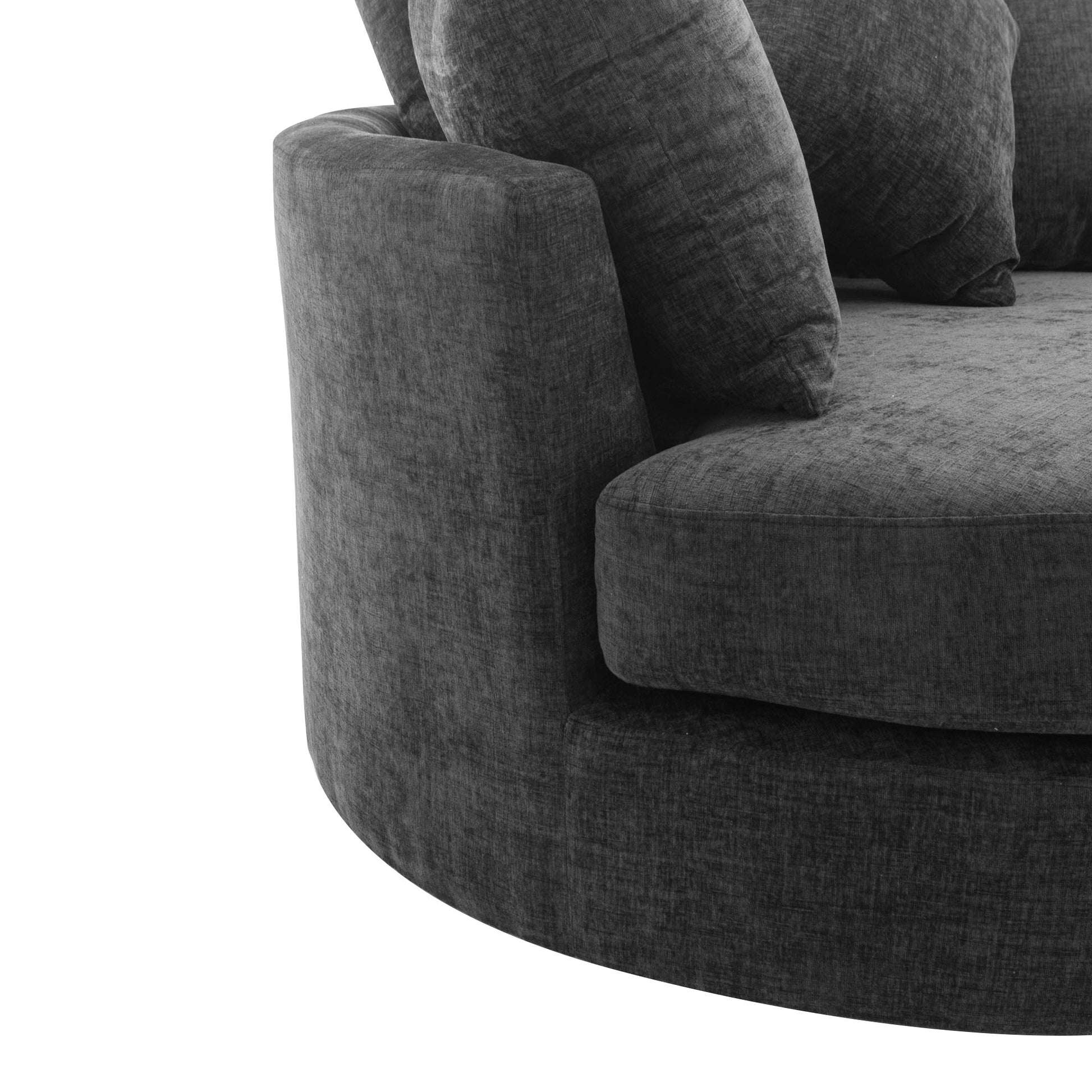 Orisfur. 360 Swivel Accent Barrel Chair With Storage Ottoman & 4 Pillows, Modern Chenille Leisure Chair Round Accent For Living Room, Gray Gray Foam Chenille