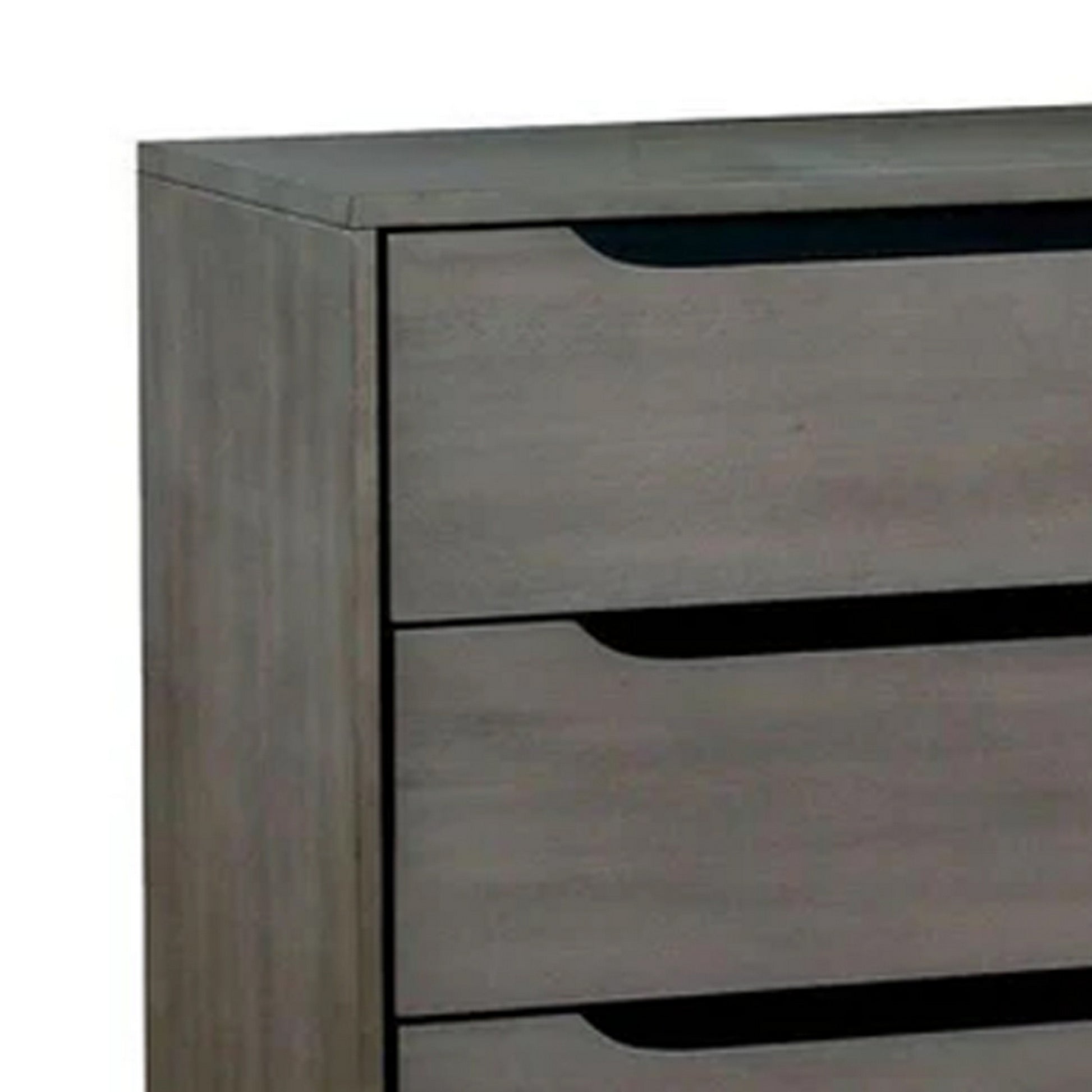 Splendiferously Modern Minimal Style Wooden Dresser, Gray Finish Gray Solid Wood