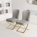 Dining Chair Set Of 2, Grey Velvet Backrest And Golden Metal Legs.For Modern Kitchen Dining Room Chair For Kitchen Living Modern Decorative Leisure Chairs Office Chairs Grey Dining Room Modern Foam Velvet