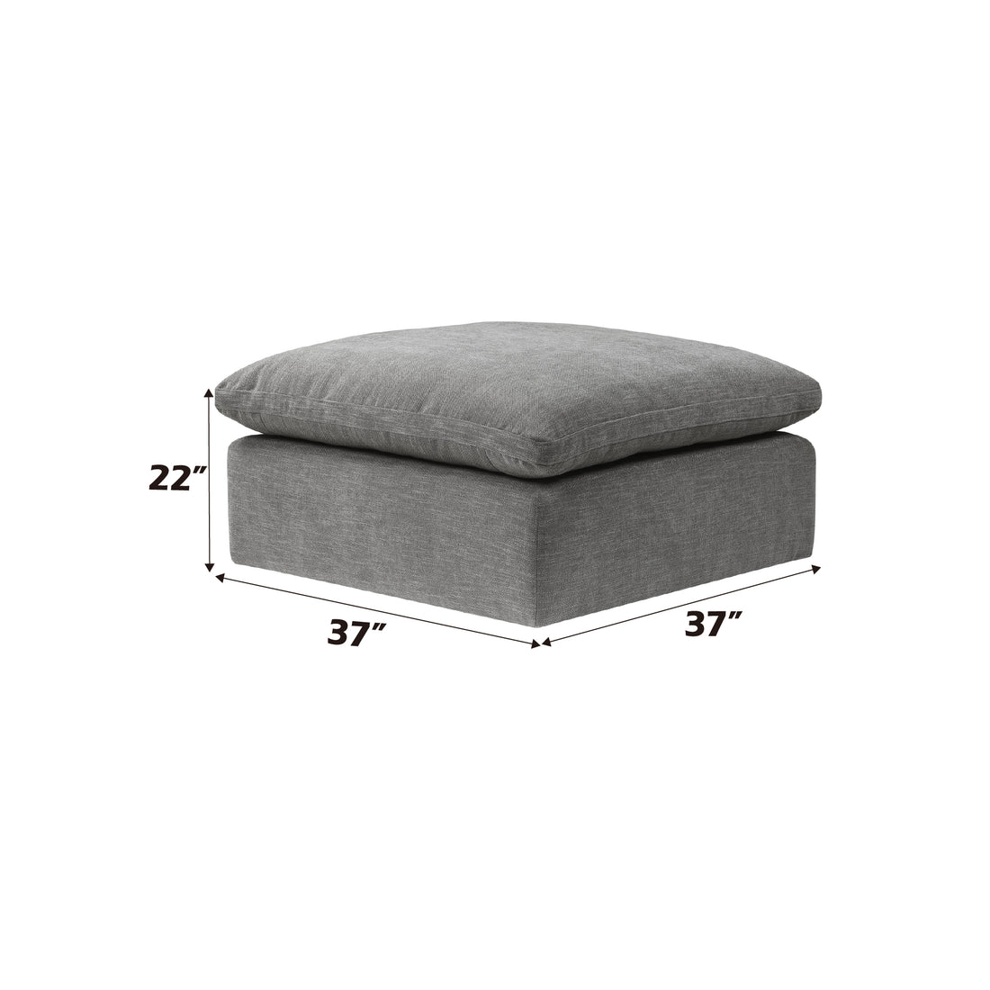 Naveen Modular Ottoman, Gray Linen Lv55142 Gray Upholstered