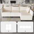 Modular Sectional Sofa, Convertible Sofa Seat With Storage, Sleeper Sectional Sofa Set, Fabric Flexible Modular Combinations For Living Room Beige Fabric 4 Seat