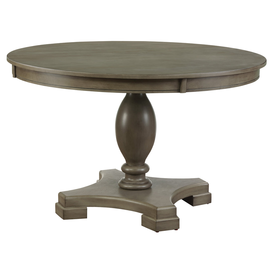 Transitional Style Round Dining Table With Pedestal Base, Oak Gray Gray Solid Wood