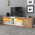 Moderntv Stand For Tvs Up To 80''Media Console With Multi Functional Storage, Entertainment Center With Led Light, Tv Cabinet For Living Room,Bedroom White Natural 70 79 Inches 70 79 Inches 70 Inches Particle Board