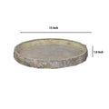 Round Shape Cemented Log Plate With Distressed Details, Gray Gray Cement