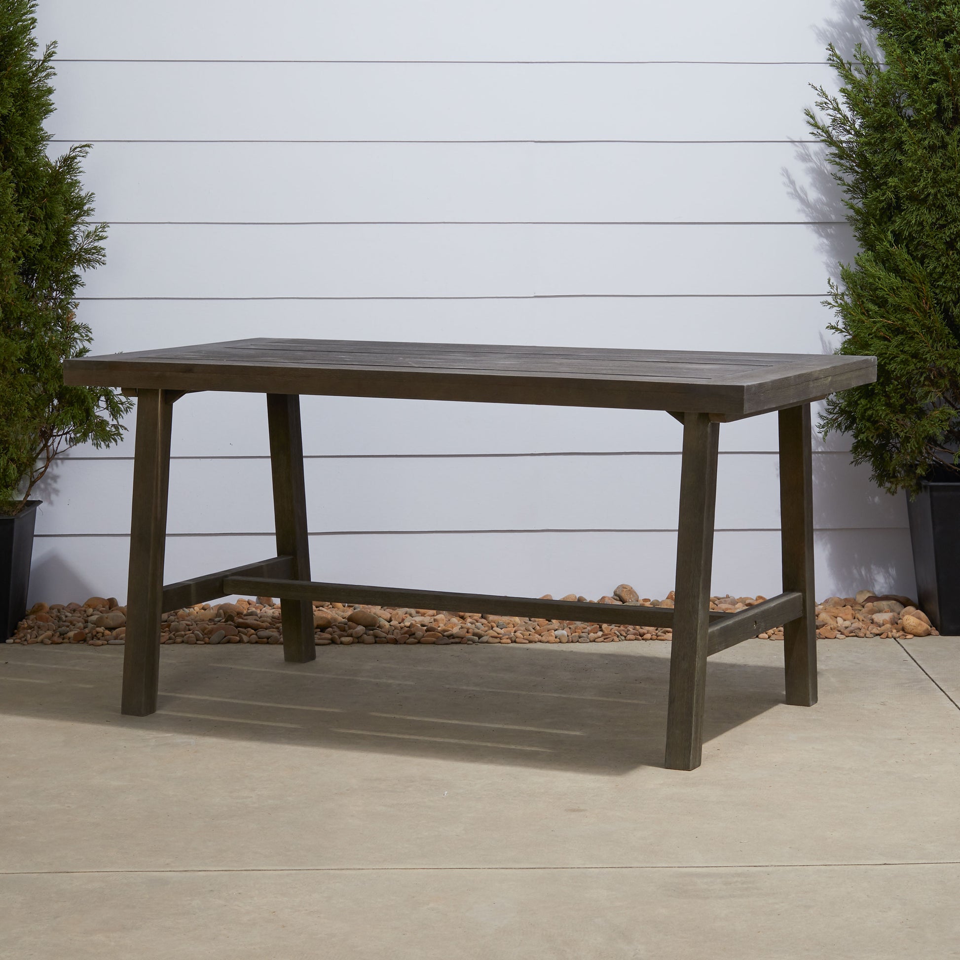 Renaissance Outdoor Patio Picnic Dining Table Grey Acacia Wood