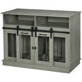 Pawhut Dog Crate Furniture For Large Dogs Or Double Dog Kennel For Small Dogs With Shelves, Sliding Doors, 47