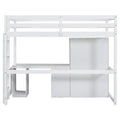 Twin Size Loft Bed With Wardrobe, Desk And Storage Drawers, White Twin White Pine