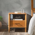 Transitional Solid Wood Spindle Nightstand Caramel Caramel Metal Pine