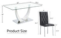 Table And Chair Set, Modern Dining Table, Tempered Glass Tabletop And Silver Colored Leg Table, Soft And Comfortable Dining Chair, Perfect For Dinner, Meetings, Home And Office Decor Black Glass