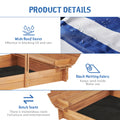 Kids Sandbox With Adjustable Cover, 46'' Wooden Sand Box With 2 Foldable Bench Seats, Outdoor Sandpit For Backyard Play Light Brown Solid Wood