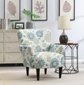 Flora Blue Floral Accent Chair Blue Foam Engineered Wood