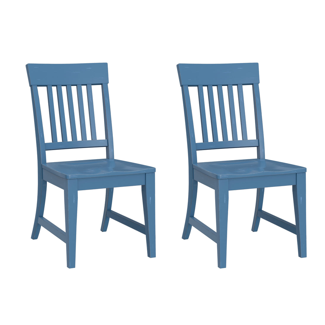 Haidel Blue Slat Back Dining Chairs, Set Of 2 Blue Solid Wood