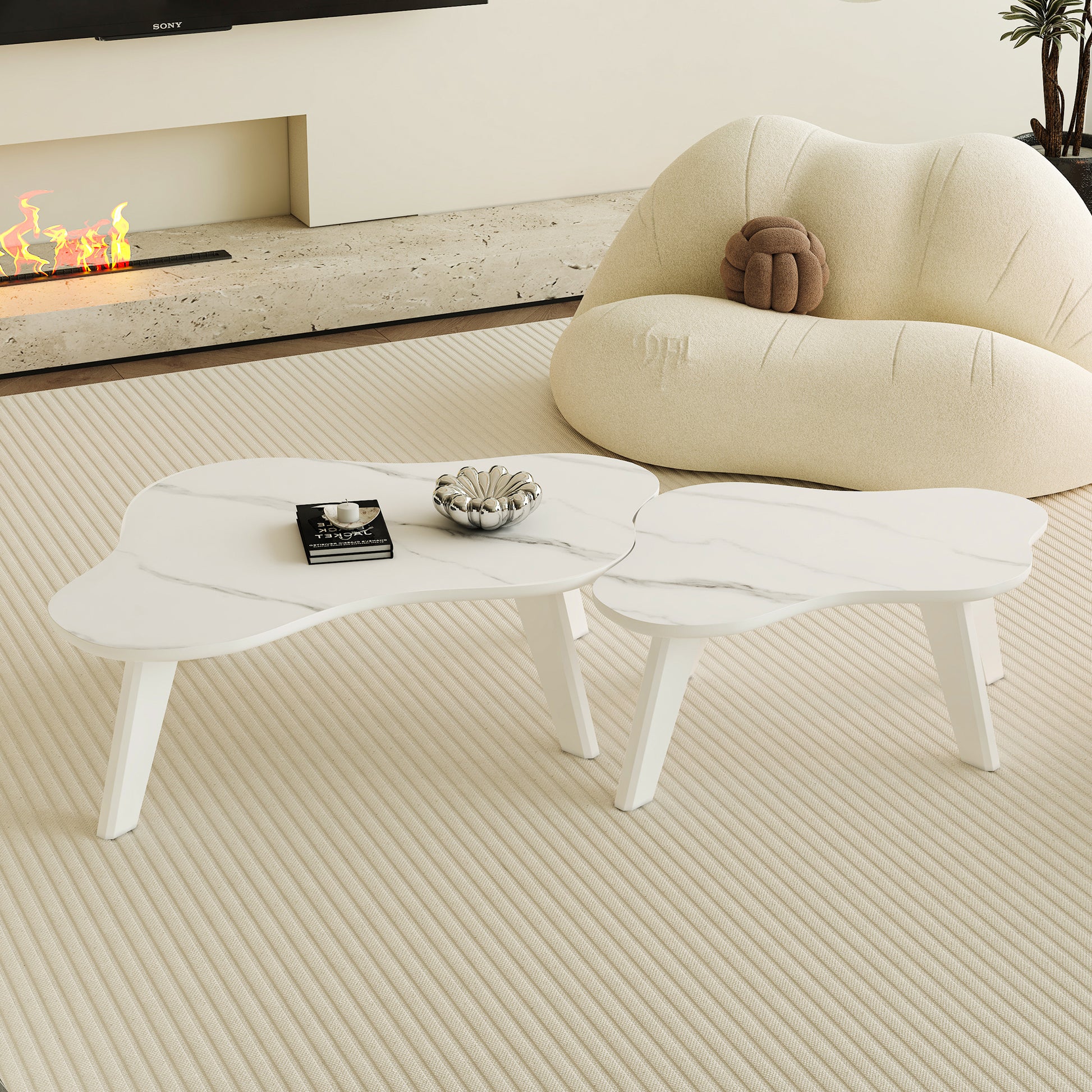 Modern Minimalist White Table Top. Cloud Shape Gives You A Experience, Computer Desk. The Game Table. Suitable For Dining And Living Rooms. White Mdf