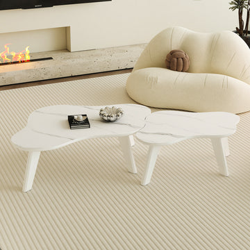 Modern Minimalist White Table Top. Cloud Shape Gives You A Experience, Computer Desk. The Game Table. Suitable For Dining And Living Rooms. White Mdf