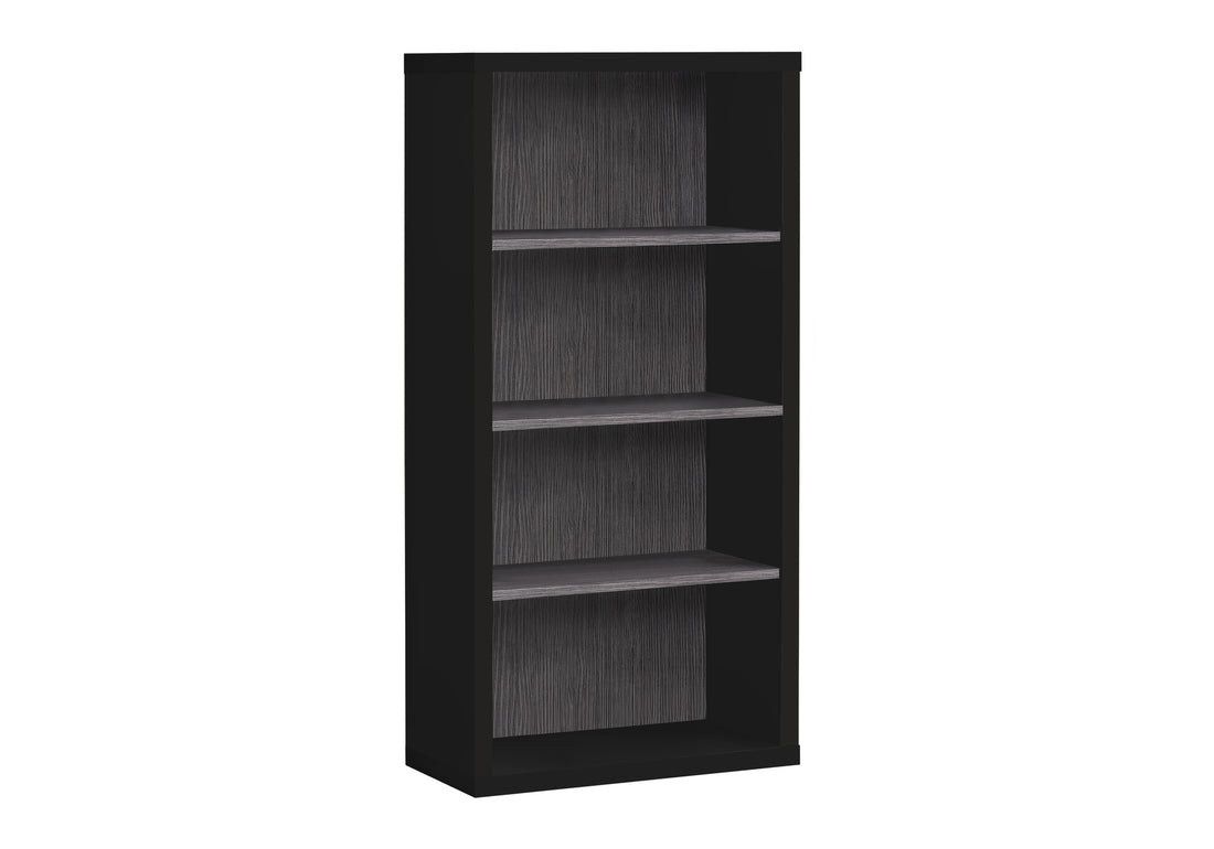 Bookshelf, Bookcase, Etagere, 5 Tier, 48"H, Office, Bedroom, Black And Grey Laminate, Contemporary, Modern Black Particle Board