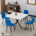 Dining Chairs Set Of 4, Modern Kitchen Dining Room Chairs, Velvet Dining Chair Upholstered Cushion Seat And Sturdy Metal Legs Blue Velvet