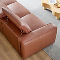 Modern Simple Line Design 3 Seater Leather Sofa For Living Room, Comfy Sofa Couch With Extra Deep Seats,Adjustable Headrests Couch,Brown Brown Leather 3 Seat