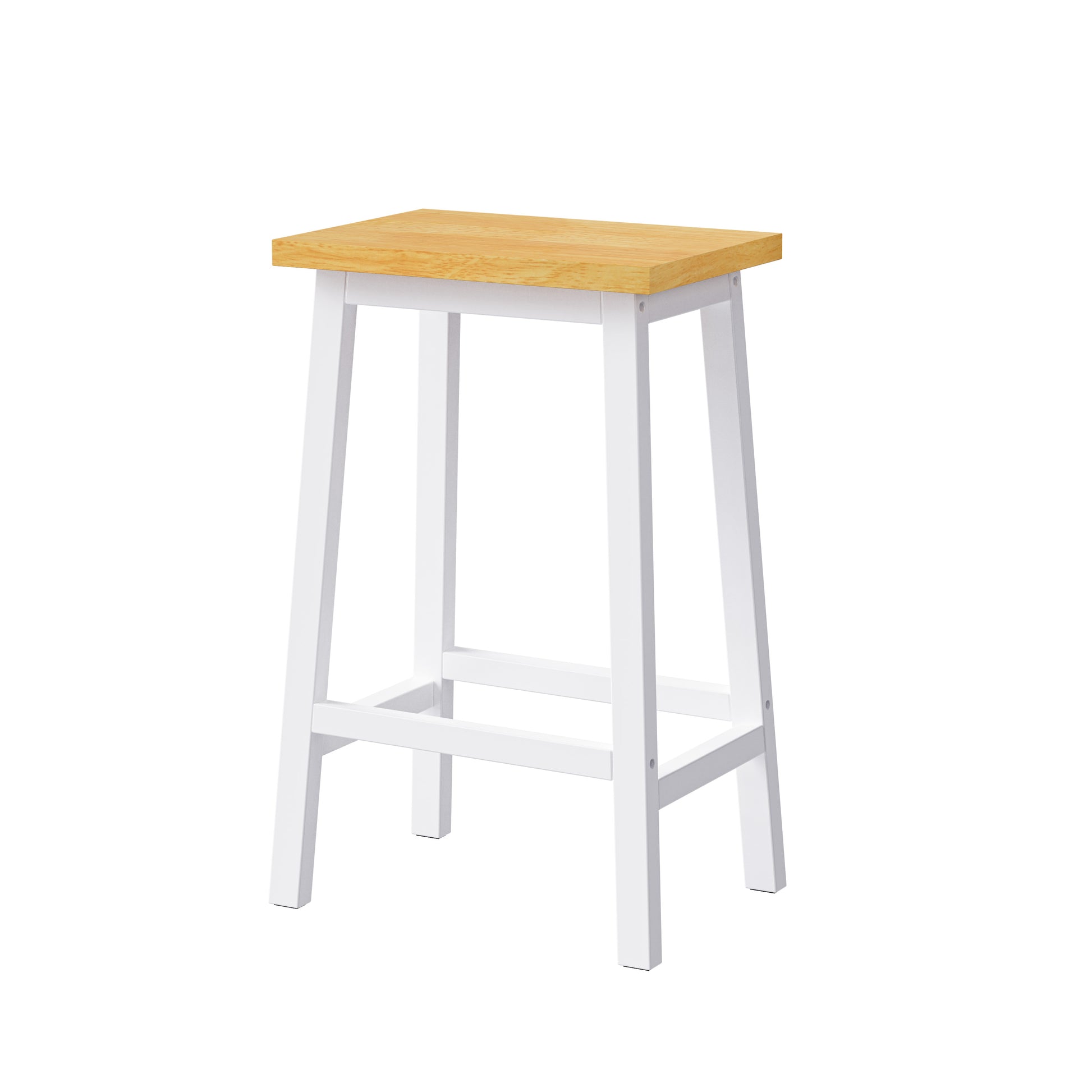 K&K Solid Wood Bar Stools Not Cheap Iron , 25.6" Tall Set Of 2 Bar Chairs, Kitchen Counter Stools With Footrests, Farmhouse Stools For Dining Room, Kitchen, Counter, White White Kitchen Pine Solid