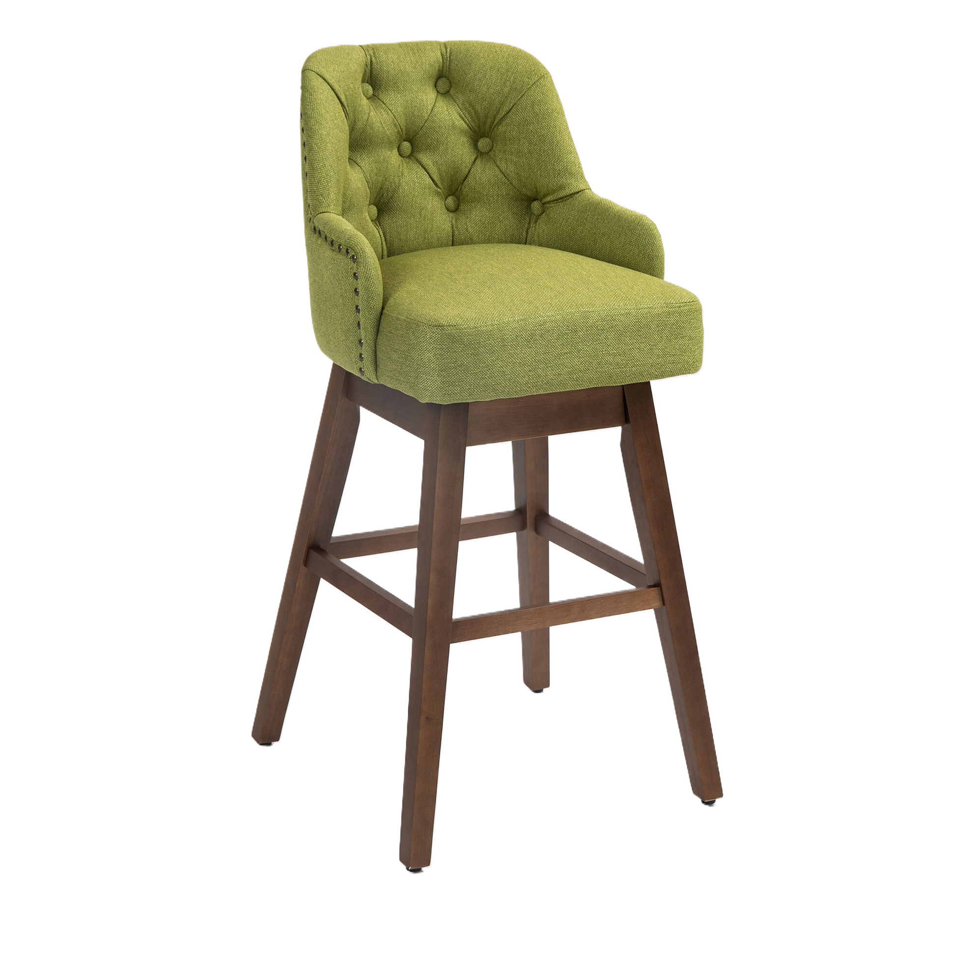 Coolmore Bar Stools Set Of 2 Counter Height Chairs With Footrest For Kitchen, Dining Room And 360 Degree Solid Wood Legs Swivel Bar Stools Set Of 2 Olive Linen Olive Foam Linen