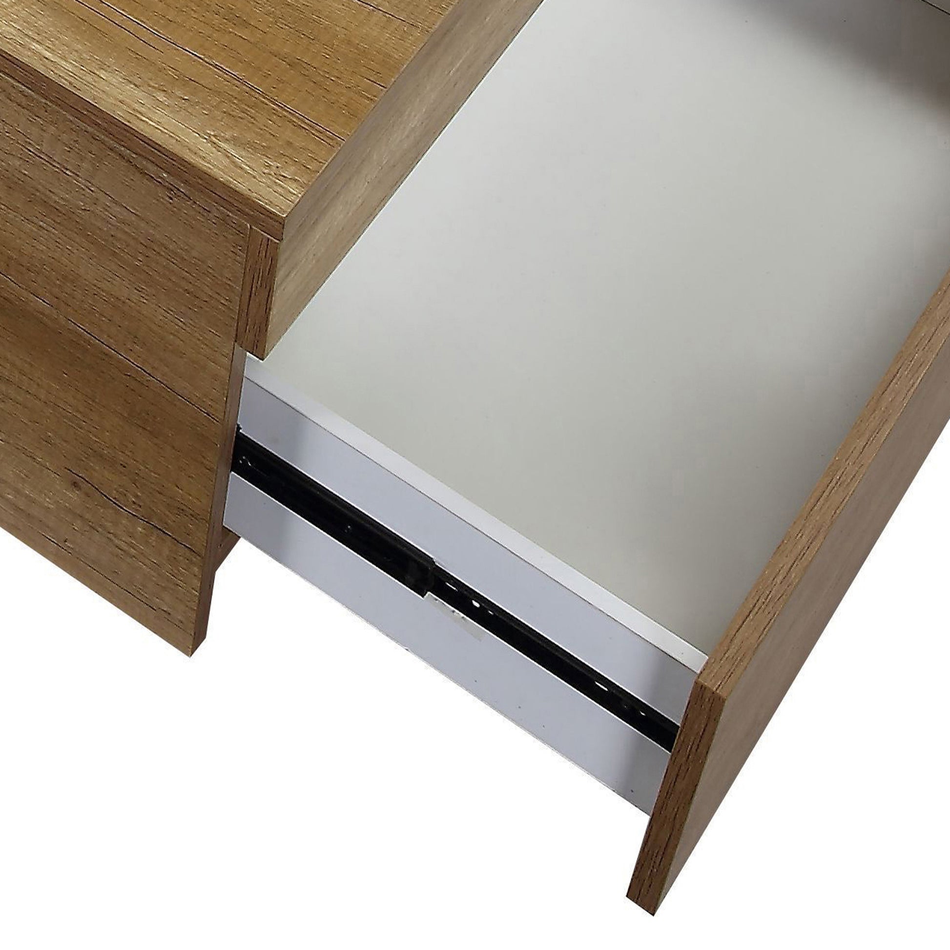 Oak And White Coffee Table With Hidden Compartments Oak Primary Living Space Drawers Rectangular Wood