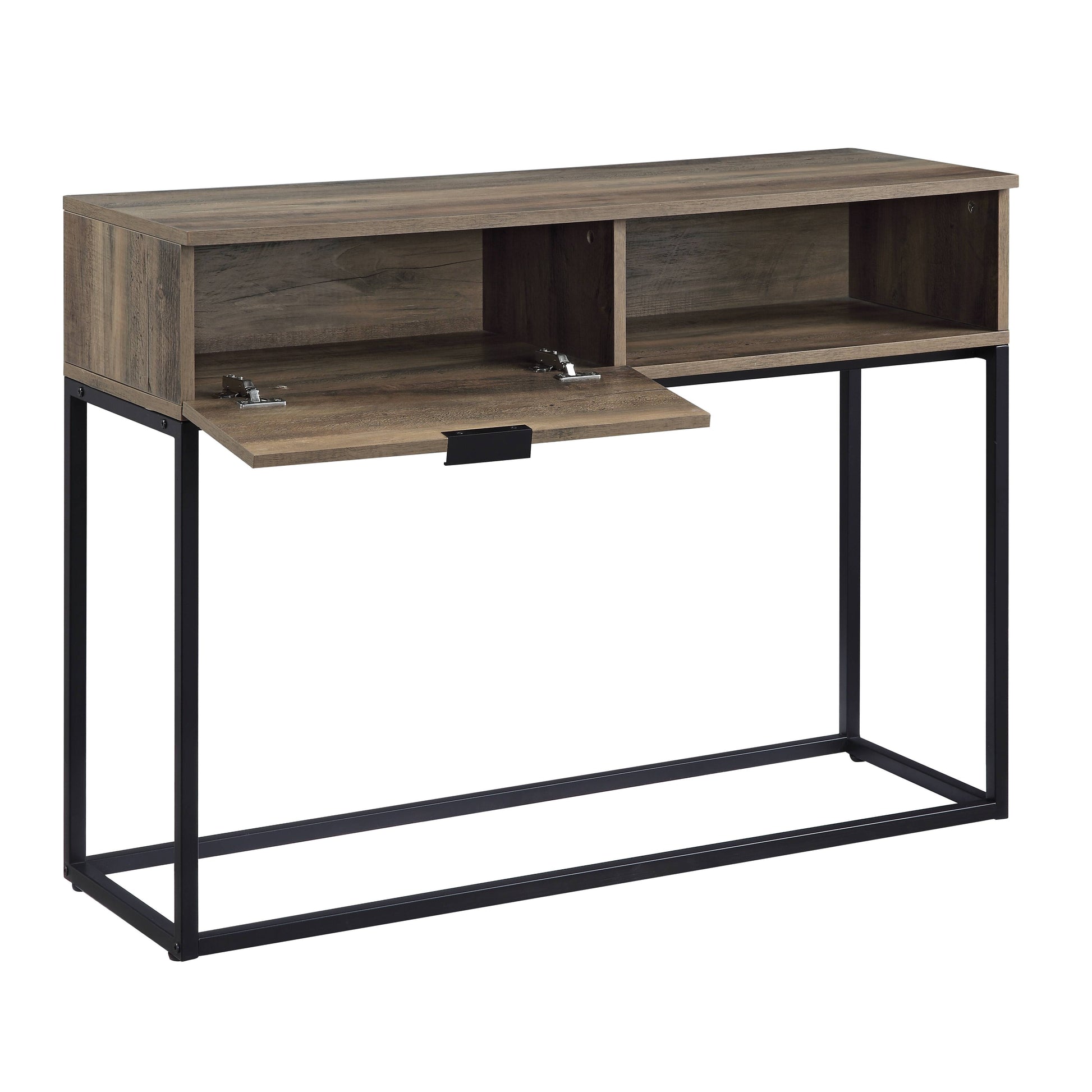 Galeno Writing Desk, Rustic Oak & Black Finish Of00320 Black Mdf Metal