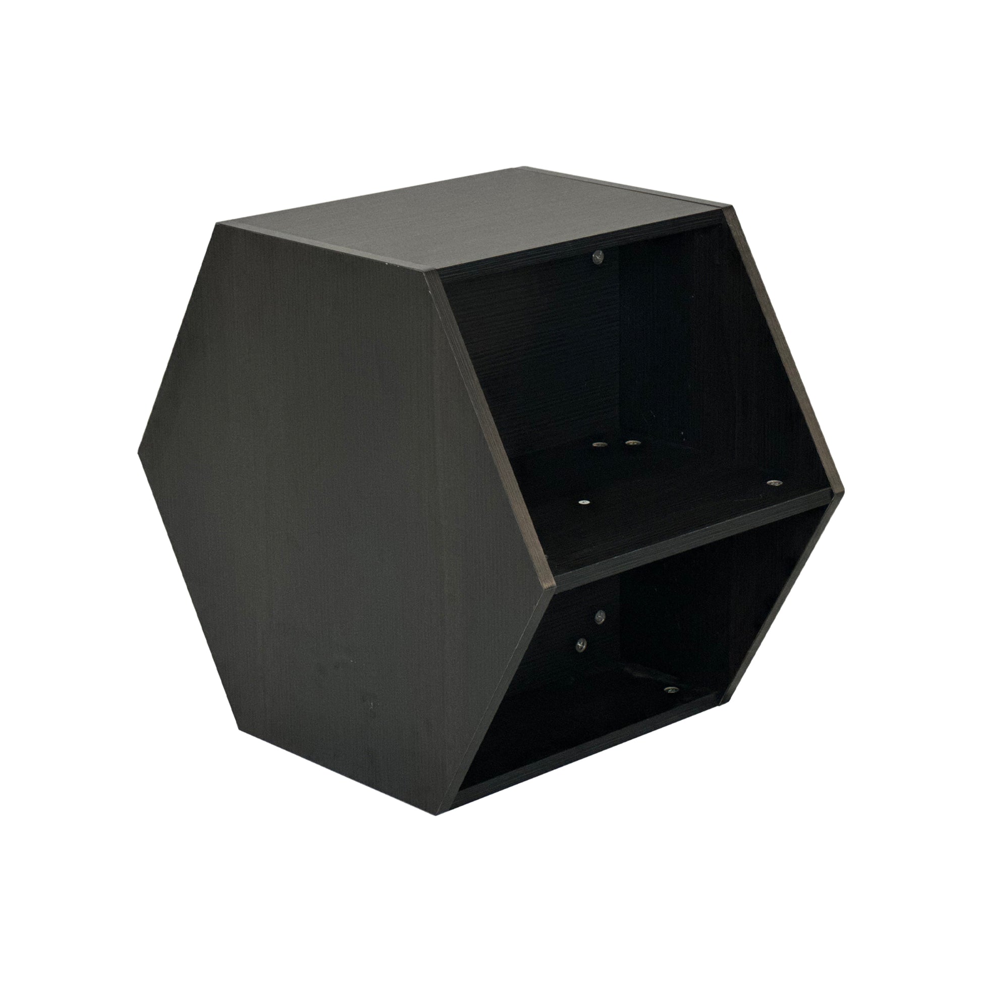 23.62'' Hexagonal Coffee Table Side Table Nightstand Burmese Sumac Black Brown Mdf
