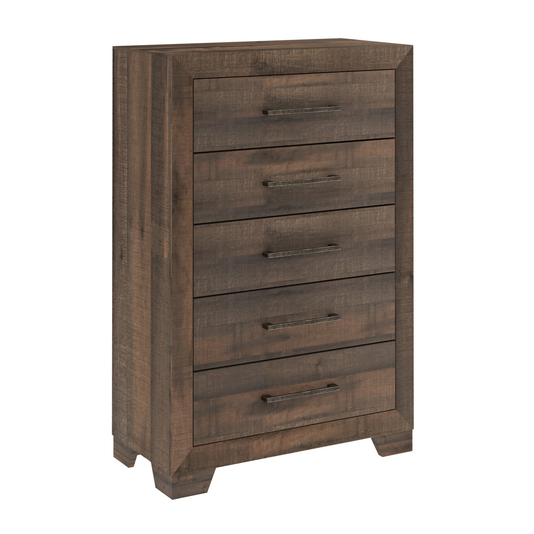 Plinz Brown 5 Drawer Chest Brown Engineered Wood