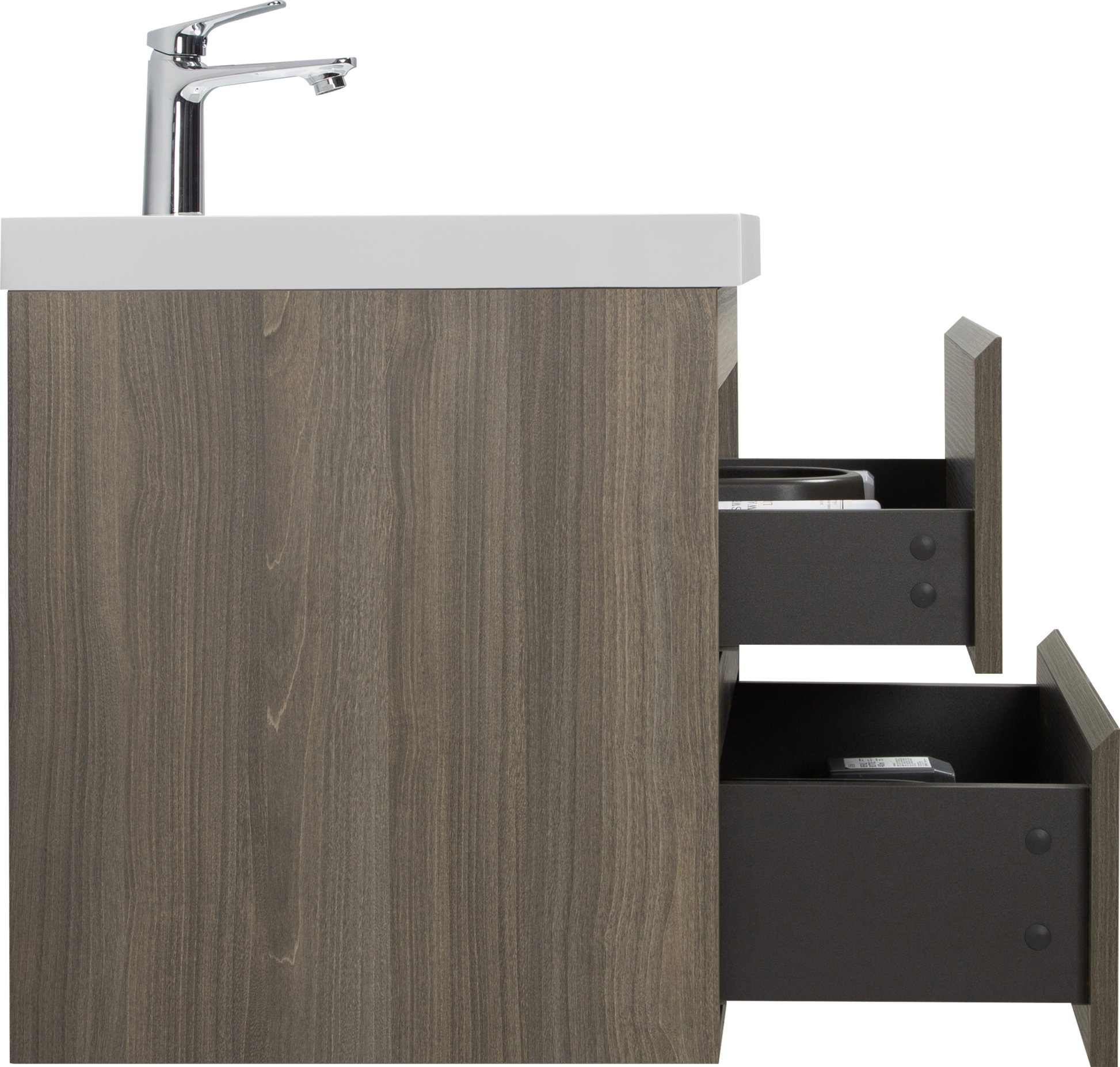 24" Floating Bathroom Vanity With Sink, Modern Wall Mounted Bathroom Storage Vanity Cabinet With Resin Top Basin And Soft Close Drawers, Ash Grey 24V11 24Ag 2 Grey Bathroom Wall Mounted Melamine