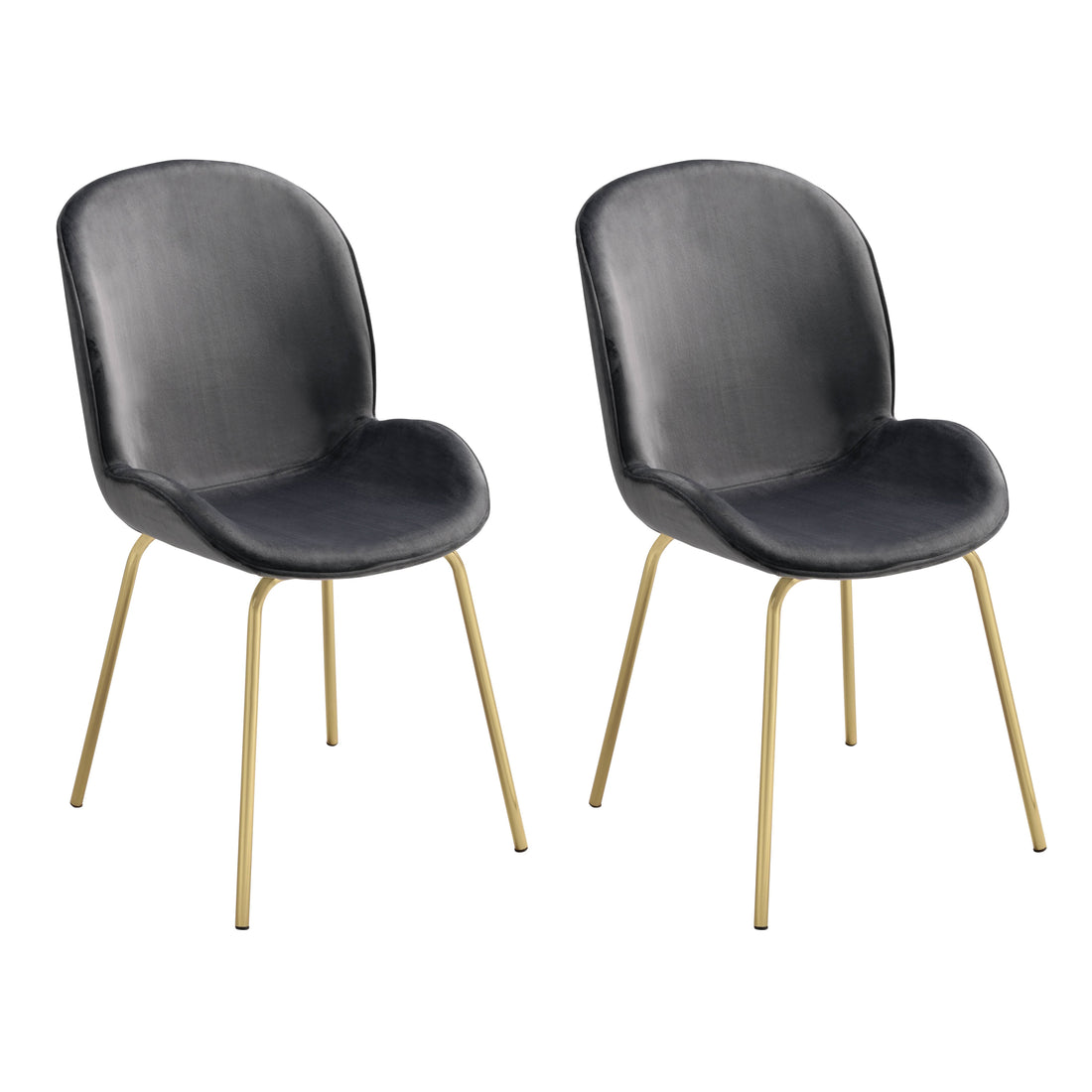 Grey And Gold Solid Back Side Chairs Set Of 2 -