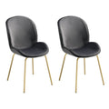 Grey And Gold Solid Back Side Chairs Set Of 2 Grey Gold Dining Room Modern Set Of 2 Fabric Metal