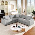 4 Seat L Shaped Modular Sofa With Thick Backrest And Seat Cushions, Suitable For Living Rooms, Offices Gray Wood Polyester 4 Seat