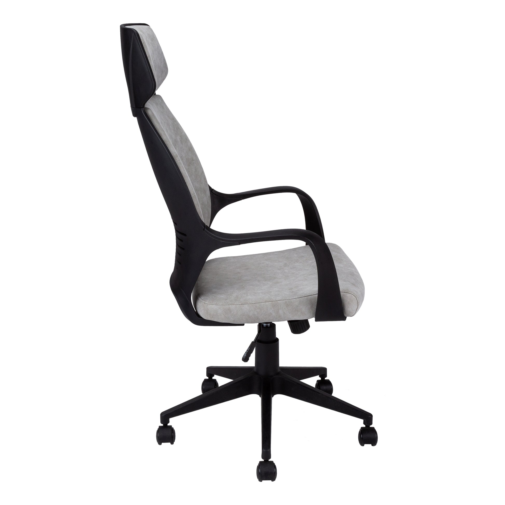 Office Chair, Adjustable Height, Swivel, Ergonomic, Armrests, Computer Desk, Work, Grey Fabric, Black Metal, Contemporary, Modern Grey Foam Polyester