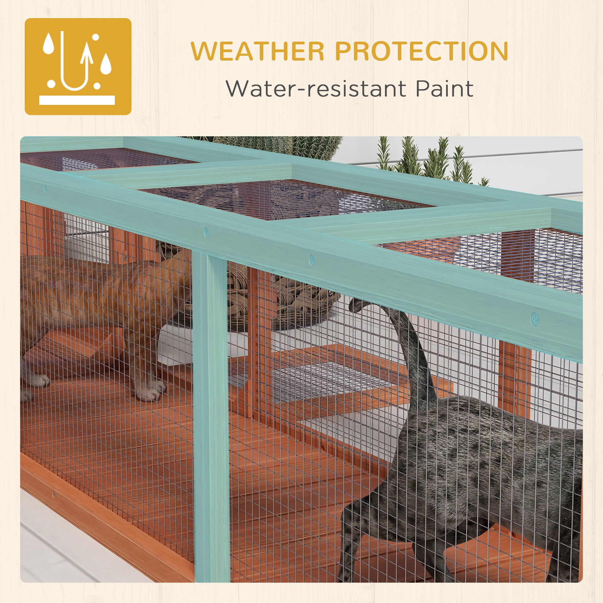 Pawhut Outdoor Cat Tunnel With Extendable Design, 59" L Wooden Cat Run With Weather Protection, Connecting Inside And Outside, For Deck Patios, Balconies, Orange Orange Wood