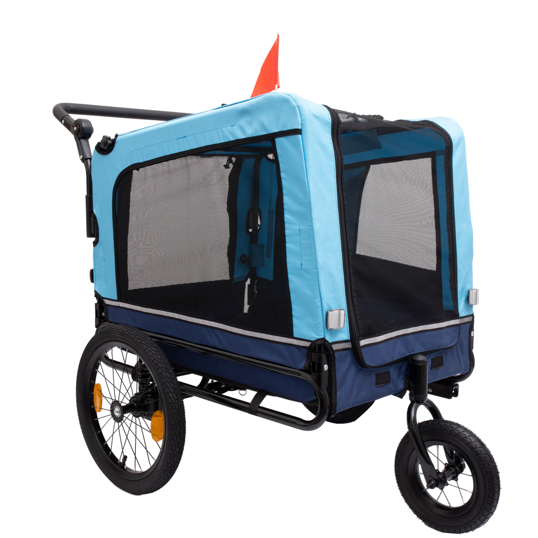 Outdoor Heavy Duty Foldable Utility Pet Stroller Dog Carriers Bicycle Trailer Blue Fabric Steel
