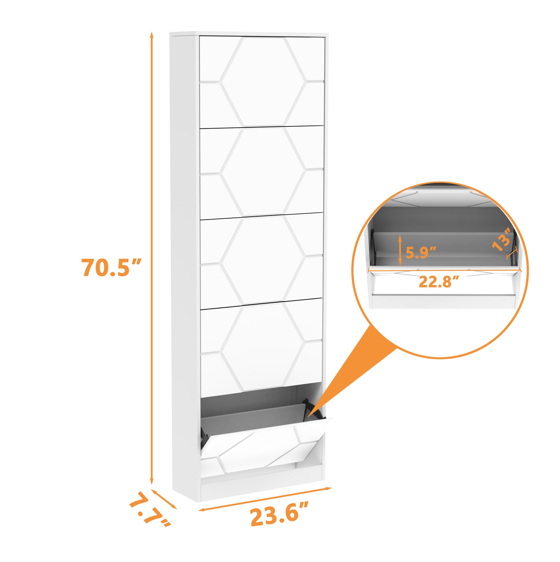 Shoe Storage Cabinet For Entryway, 5 Tiers Shoe Organizer With Carved Panels, Carving Shoe Closet,Vertical Shoe Cabinet For Front Door Entrance,Outdoor,White Finish Vertical 5 Or More Drawers Distressed Finish White White Modern Mdf