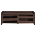 Distressed Shutter Storage Bench With Acacia Veneer For Retro Charm For Living Room, Entryway Espresso Espresso Mdf