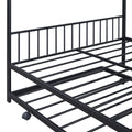Full Size Metal House Bed With Twin Size Trundle, Black Full Black Metal
