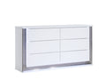 Moon Smooth White Dresser With Led White Solid Wood Mdf