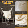 Outsunny Patio Hammock Chair With U Shape Stand, Outdoor Hammock Swing Hanging Lounge Chair With Side Pocket, Brown Cream White White Steel